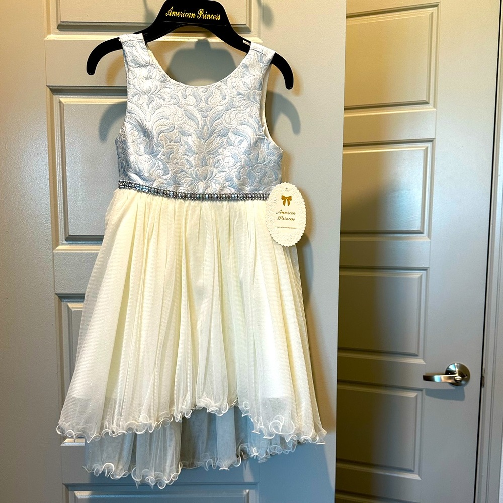 American Princess Ivory & Light Blue Tulle Dress
